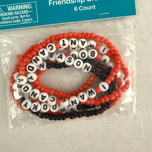 Halloween Friendship Bracelets Set 6 Count Orange Black White Spooky Village - Picture 2 of 6